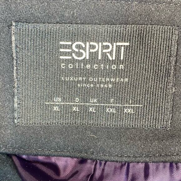 Esprit Women’s Winter Coat Mid Length Wool Blend With Hood Black XL - Picture 3 of 9
